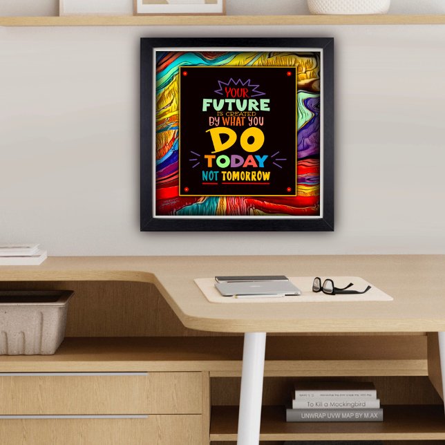 Colourful Abstract Modern Futur Inspiring Classroo Poster (Fun, colorful future quote Classroom Poster by Inspirivity)