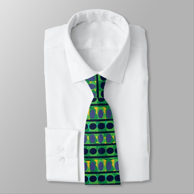 Colourful Abstract Modern Geometric Tie (Tied)