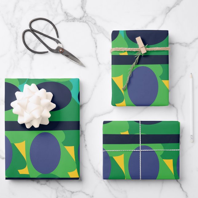 Colourful Abstract Modern Geometric Wrapping Paper Sheet (Front)