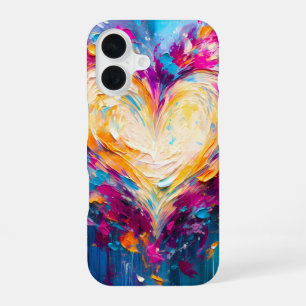 Colourful Abstract Modern Love Heart iPhone 16 Case