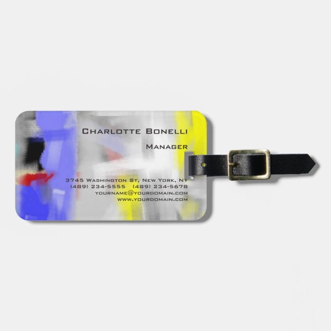 Colourful Abstract Modern Minimalist Luggage Tag (Front Horizontal)