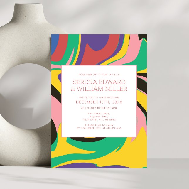 Colourful Abstract Modern Wedding Invitation (Creator Uploaded)