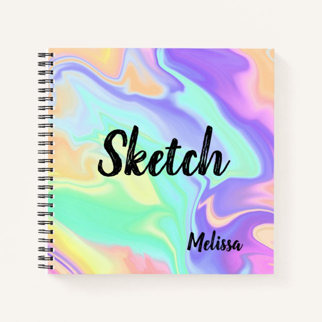Colourful Abstract Monogram Sketchbook Notebook (Front)