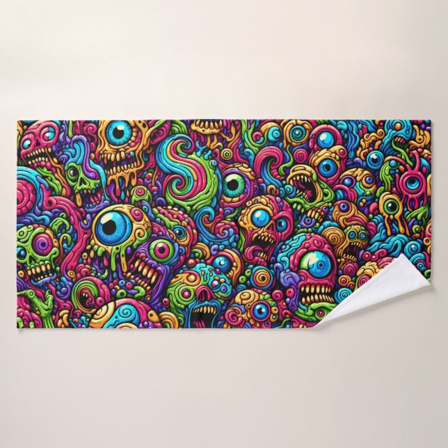 Colourful Abstract Monster Bath Towel (Bath Towel)