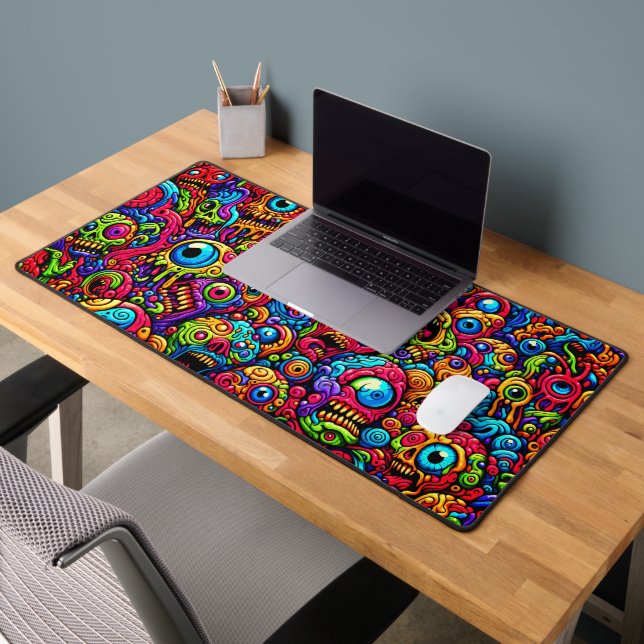 Colourful Abstract Monster Desk Mat (Office 2)