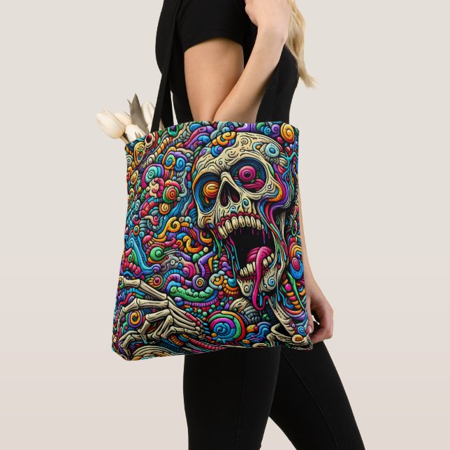 Colourful Abstract Monster Tote Bag (Close Up)