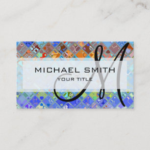 Colourful Abstract Mosaic Custom Monogram #2 Business Card