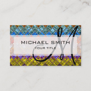 Colourful Abstract Mosaic Custom Monogram #5 Business Card