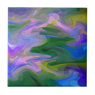 Colourful Abstract Mosaic in Green and Purple Tile