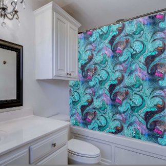 Colourful Abstract Mosaic Mermaid or Dragon Scales Shower Curtain
