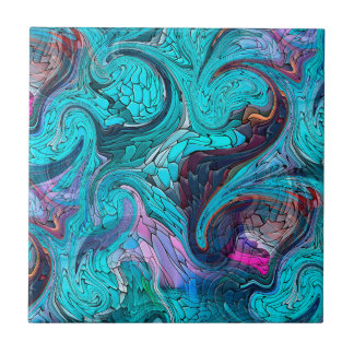 Colourful Abstract Mosaic Mermaid or Dragon Scales Tile