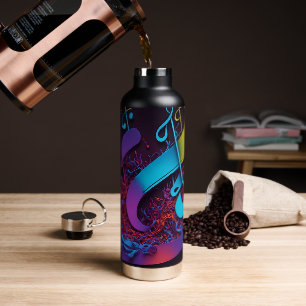 Colourful Abstract Musical Notes Water Bottle