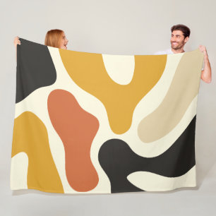 colourful Abstract mustard yellow orange Pattern Fleece Blanket