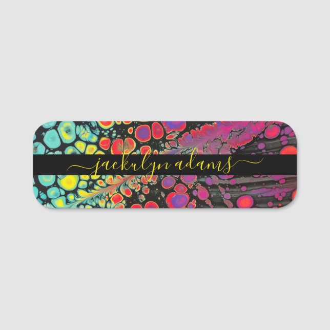 Colourful Abstract  Name Card Tag (Front)