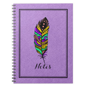 Colourful Abstract Native American Feather No 2 Spiral Notebook