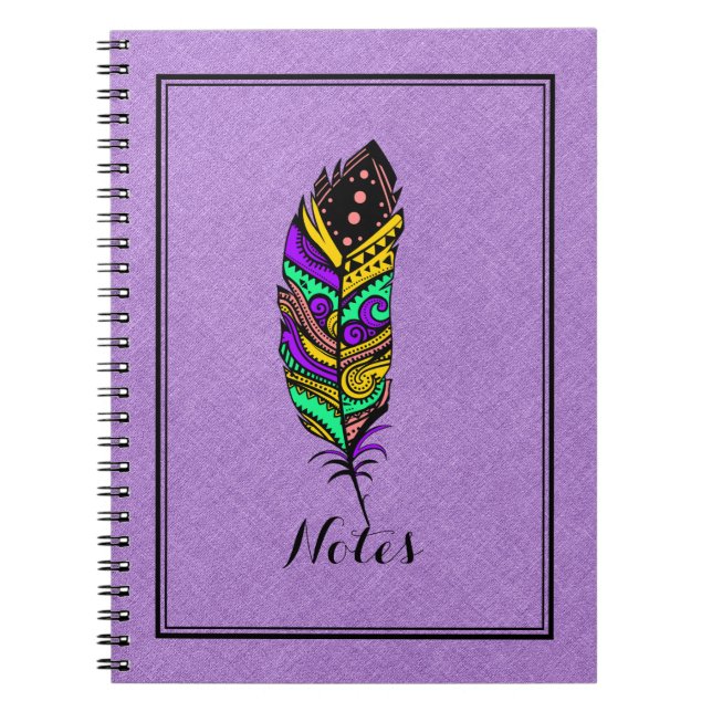 Colourful Abstract Native American Feather No 2 Spiral Notebook (Front)