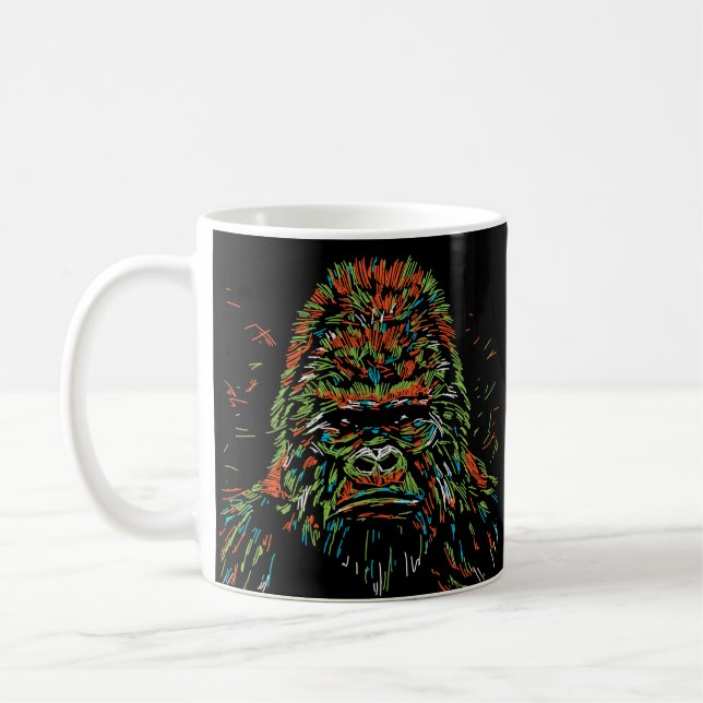 Colourful Abstract Neon Gorilla Coffee Mug (Left)