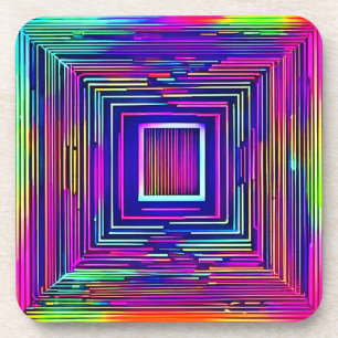 Colourful Abstract Neon Spectrum Art Coaster