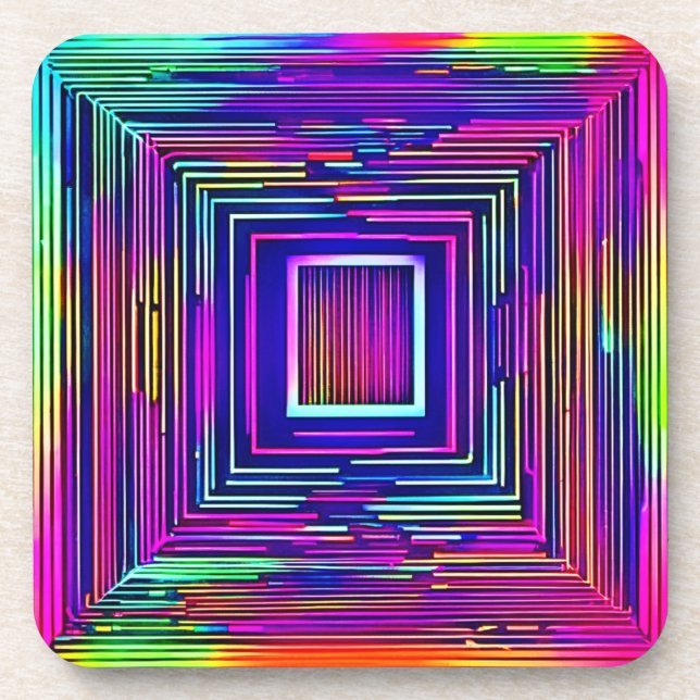 Colourful Abstract Neon Spectrum Art Coaster (Front)
