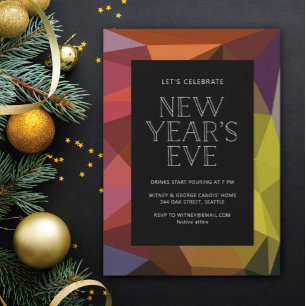 Colourful Abstract New Year's Eve Invitation