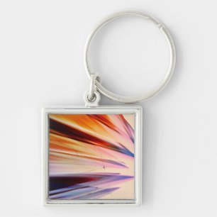 Colourful abstract objects against white key ring