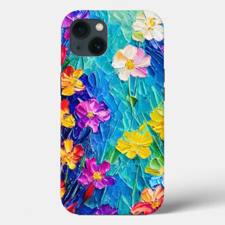 Colourful Abstract Oil Painting of Spring Flowers iPhone 13 Case