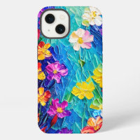 Colourful Abstract Oil Painting of Spring Flowers