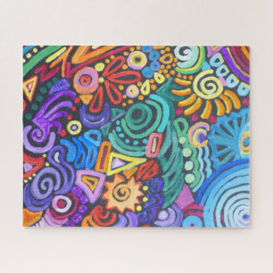 Colourful Abstract on Black Jigsaw Puzzle