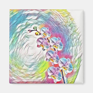 Colourful abstract orchids magnet