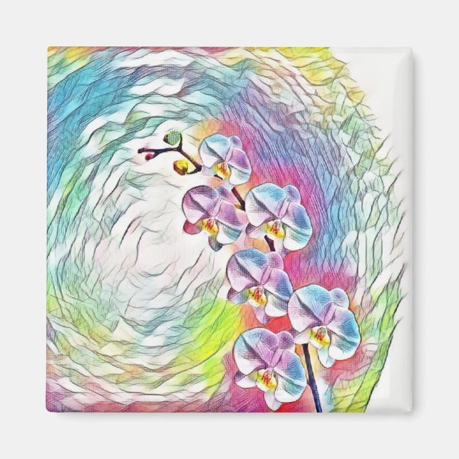 Colourful abstract orchids magnet (Front)