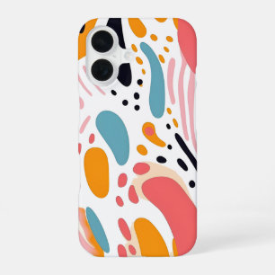 Colourful Abstract Organic Shapes Boho Pattern iPhone 16 Case