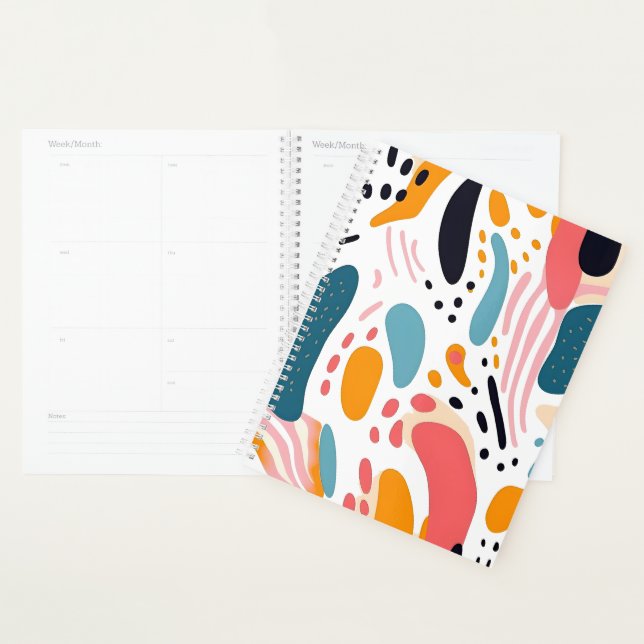 Colourful Abstract Organic Shapes Boho Pattern Planner (Display)