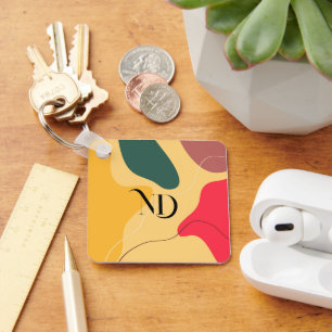 Colourful abstract organic shapes modern backgroun key ring