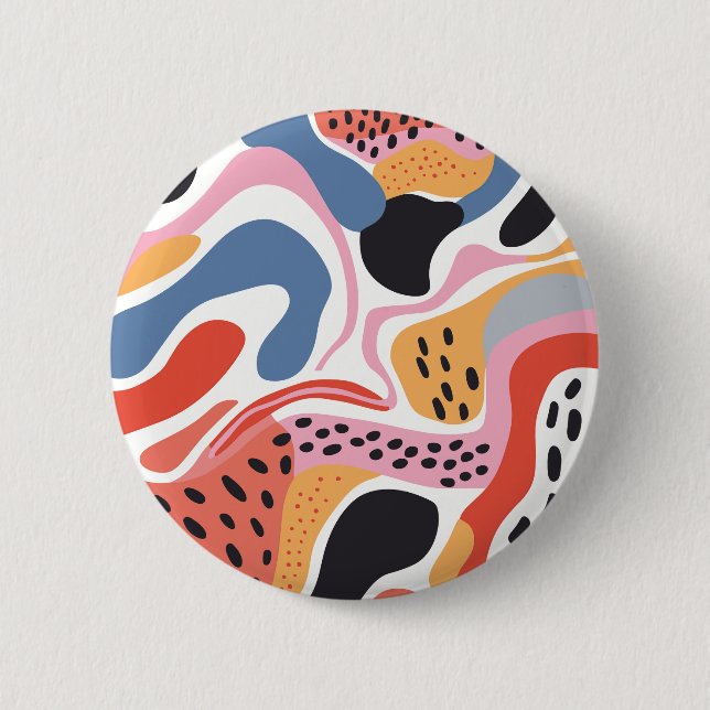 Colourful Abstract Organic Shapes Modern Pattern 6 Cm Round Badge (Front)