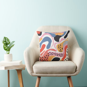 Colourful Abstract Organic Shapes Modern Pattern Cushion