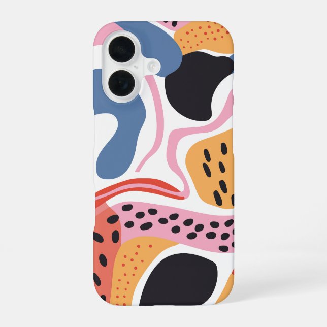 Colourful Abstract Organic Shapes Modern Pattern iPhone 16 Case (Back)