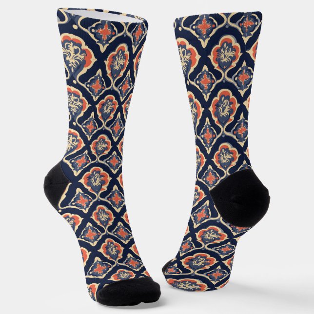 Colourful Abstract Ornamental Pattern Socks (Angled)