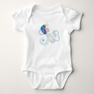 Colourful Abstract Ornate Bird Baby Bodysuit