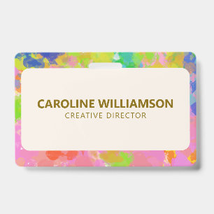 Colourful Abstract Paint Artist Studio Staff ID Badge