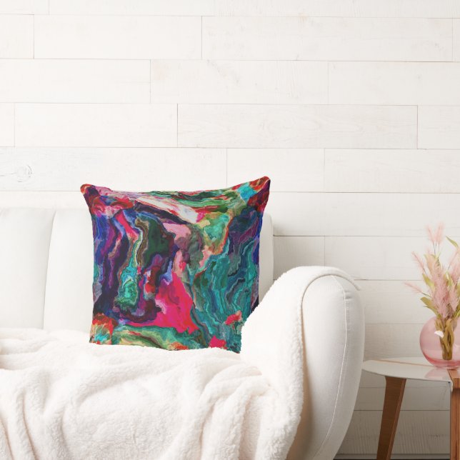 Colourful abstract paint cushion (Couch)