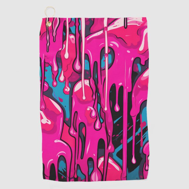 Colourful Abstract Paint Drips (15) Golf Towel (Front)