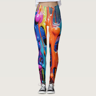 Colourful Abstract Paint Drips (17) Leggings