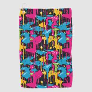 Colourful Abstract Paint Drips (1) Golf Towel