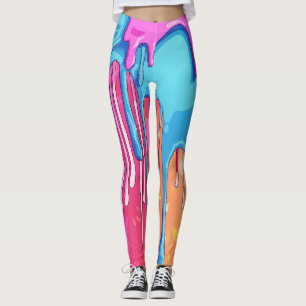 Colourful Abstract Paint Drips (4) Leggings