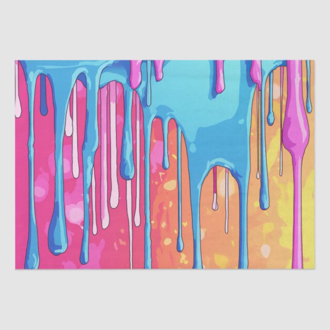 Colourful Abstract Paint Drips (4) Tissue Paper (Front)