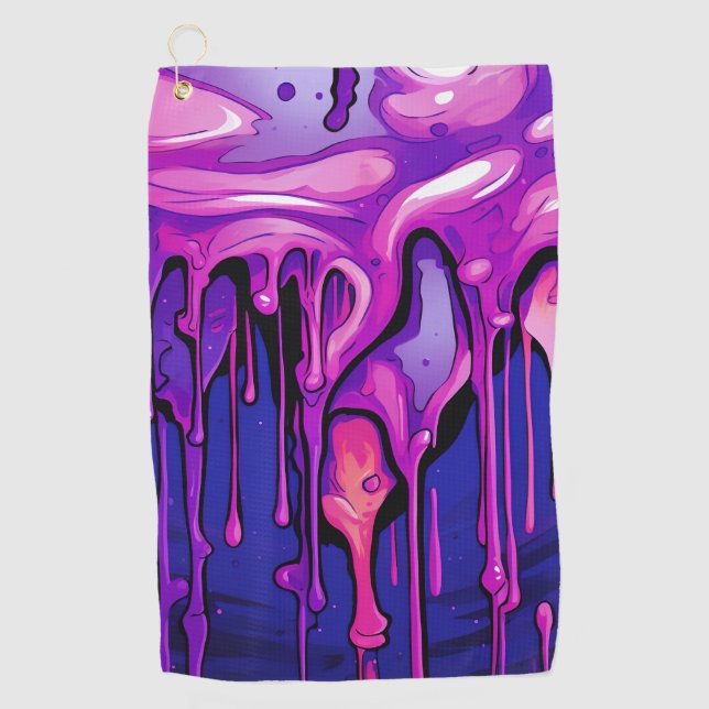 Colourful Abstract Paint Drips (8) Golf Towel (Front)