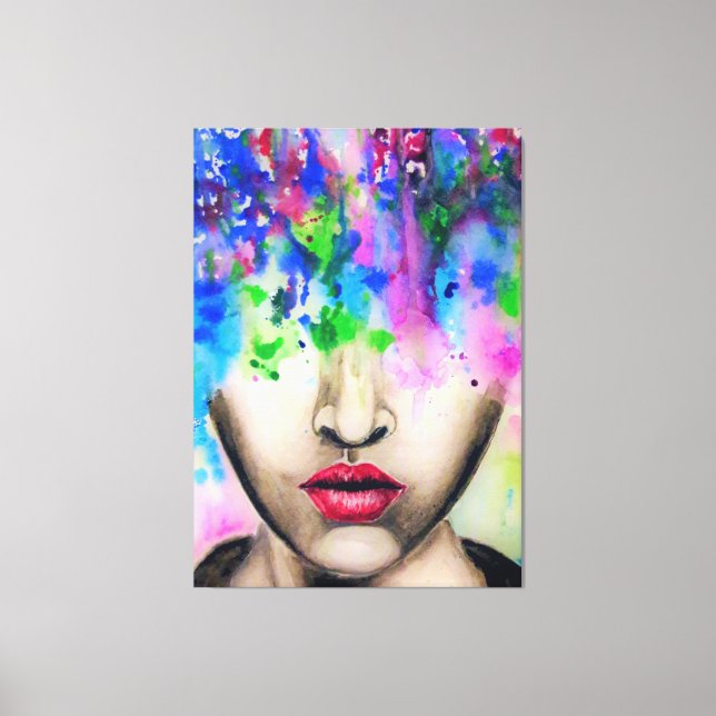 Colourful Abstract Paint Face Canvas Print (Front)