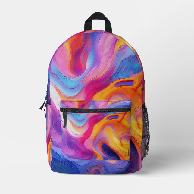Colourful Abstract Paint Splatter Art (11) Printed Backpack (Front)