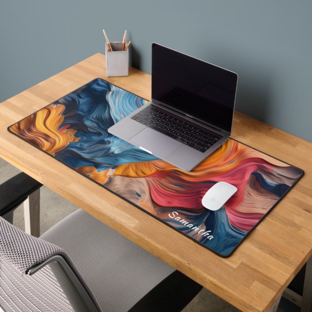 Colourful Abstract Paint Splatter Art (5) Desk Mat (Office 2)