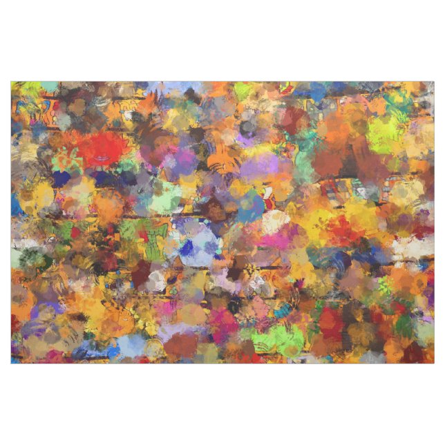 Colourful Abstract Paint Splatter Art Fabric (Yard)